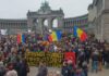 FOTO | VIDEO Românii, în prima linie a protestului de la Bruxelles. Tricolorul a fluturat și la Montreal