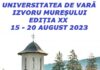 A XX-a ediție Universității de Vară de la Izvoru Mureșului: Programul evenimentelor